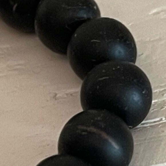 Stackable opaque black ebony beaded stretch bracelet w/LGBTQ+ bead - Picture 8 of 11